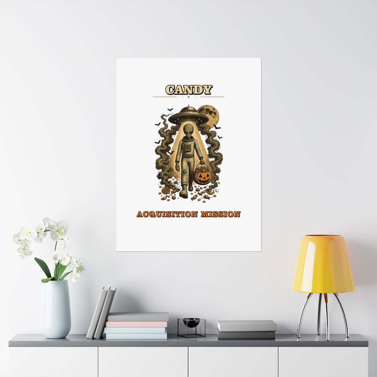 Alien Abduction Pumpkin Candy Acquisition Mission Poster
