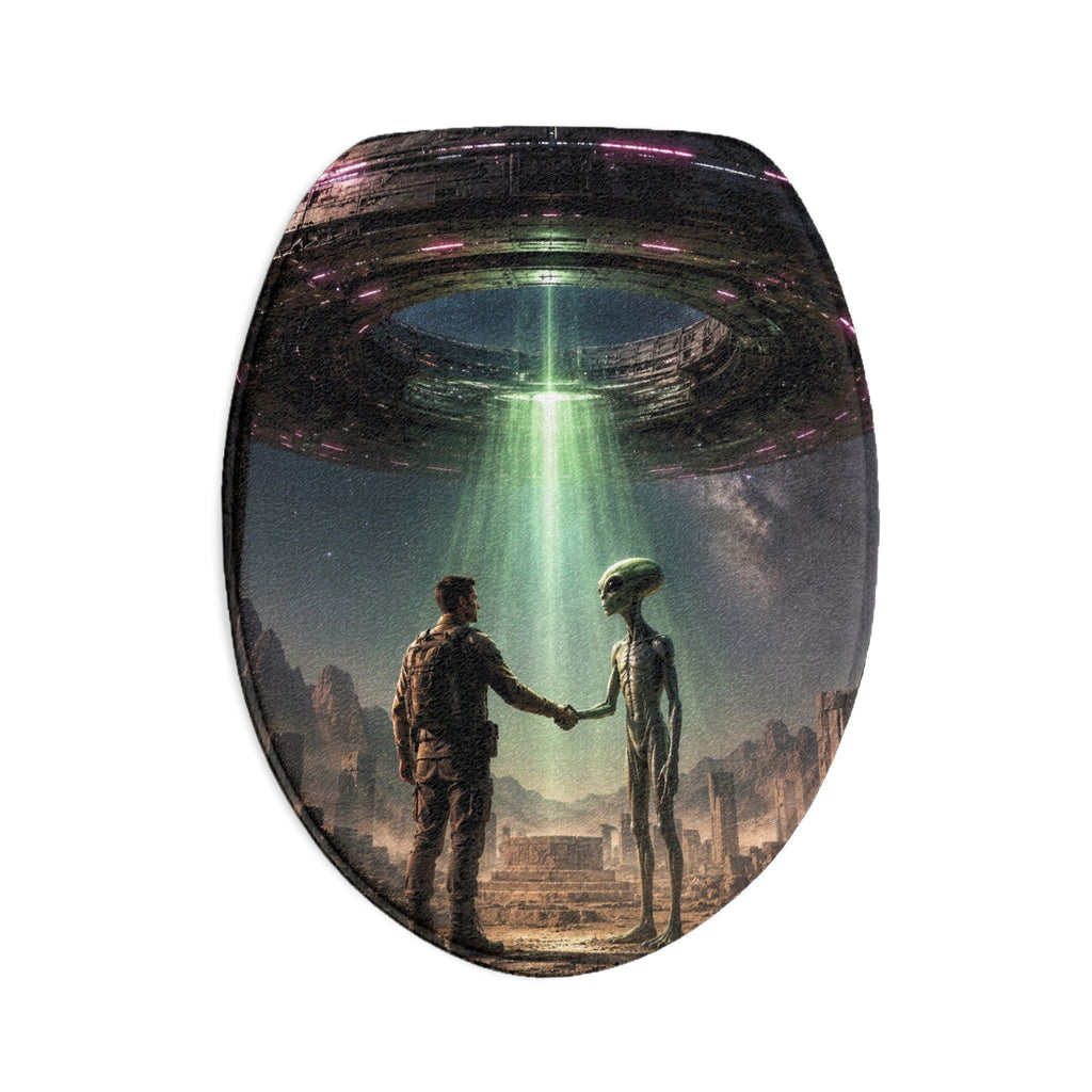 Alien Encounter Toilet Three-Piece Set | UFO Abduction Bathroom Decor