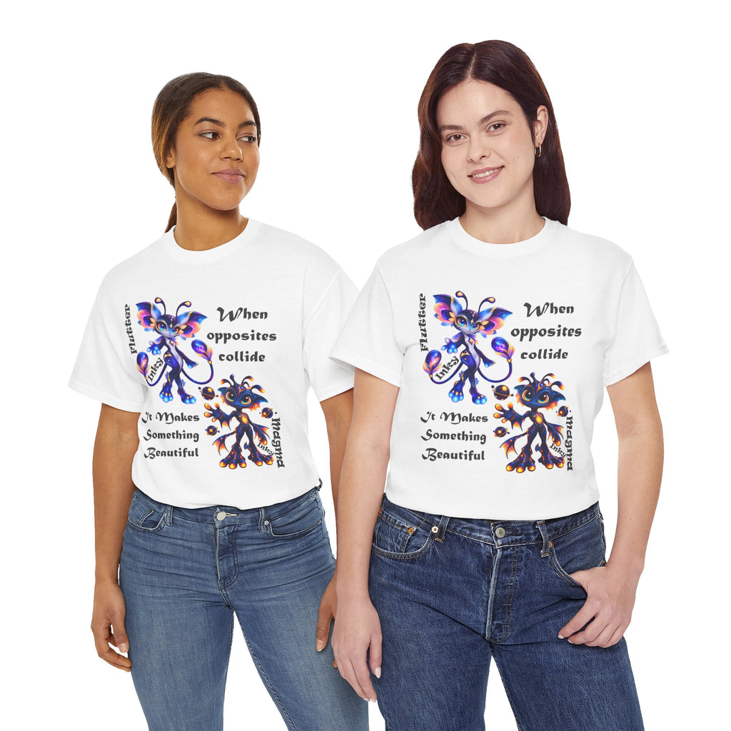 When Opposites Collide graphic Tee | Flutter and Magma Inky design