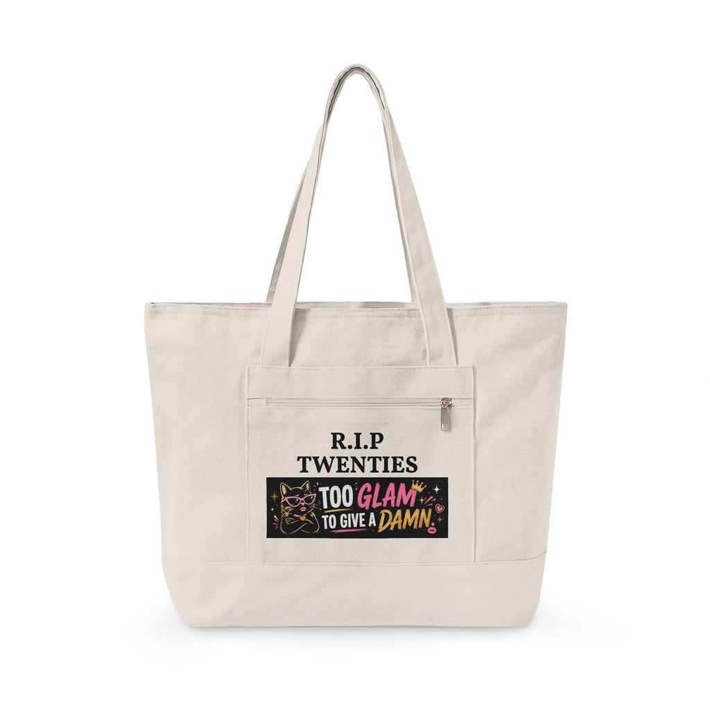 R.I.P Twenties Too Glam To Give A Damn Tote | Zippered Canvas Tote