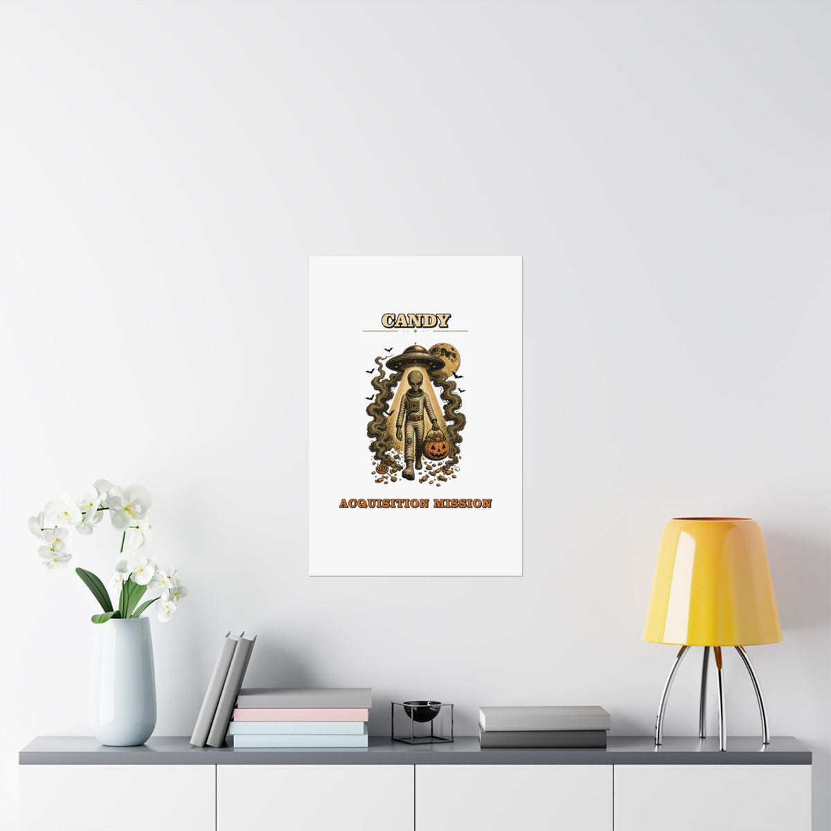 Alien Abduction Pumpkin Candy Acquisition Mission Poster