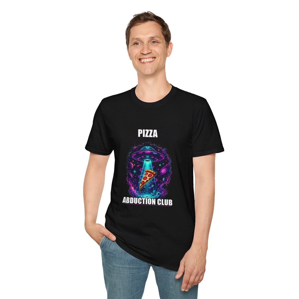Pizza Abduction Club T-Shirt | UFO Alien Pizza Graphic
