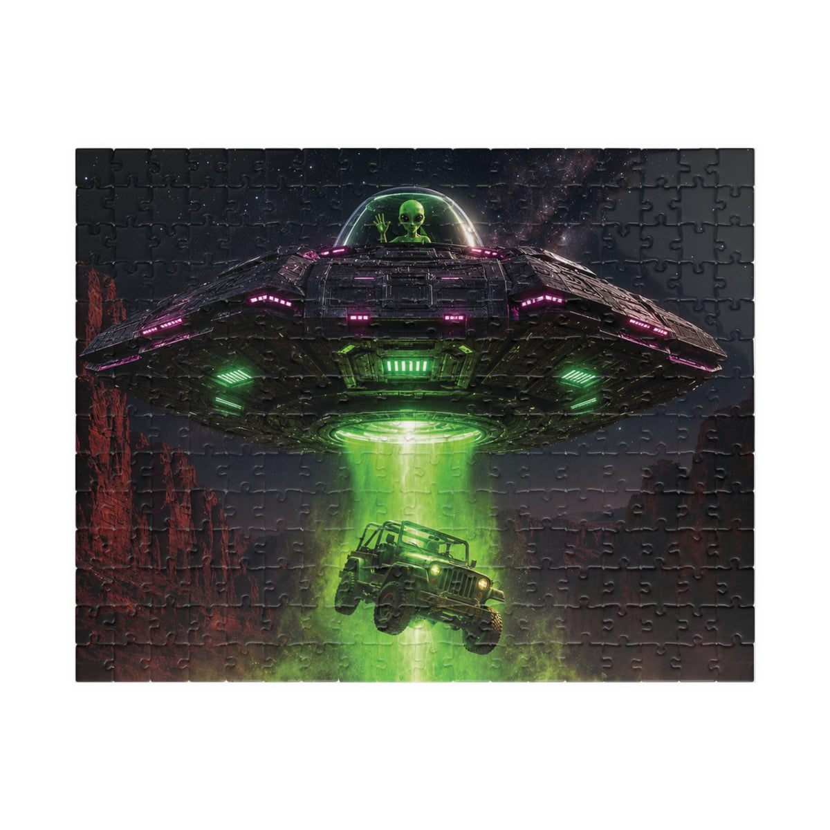 Alien UFO Abduction Scene Puzzle