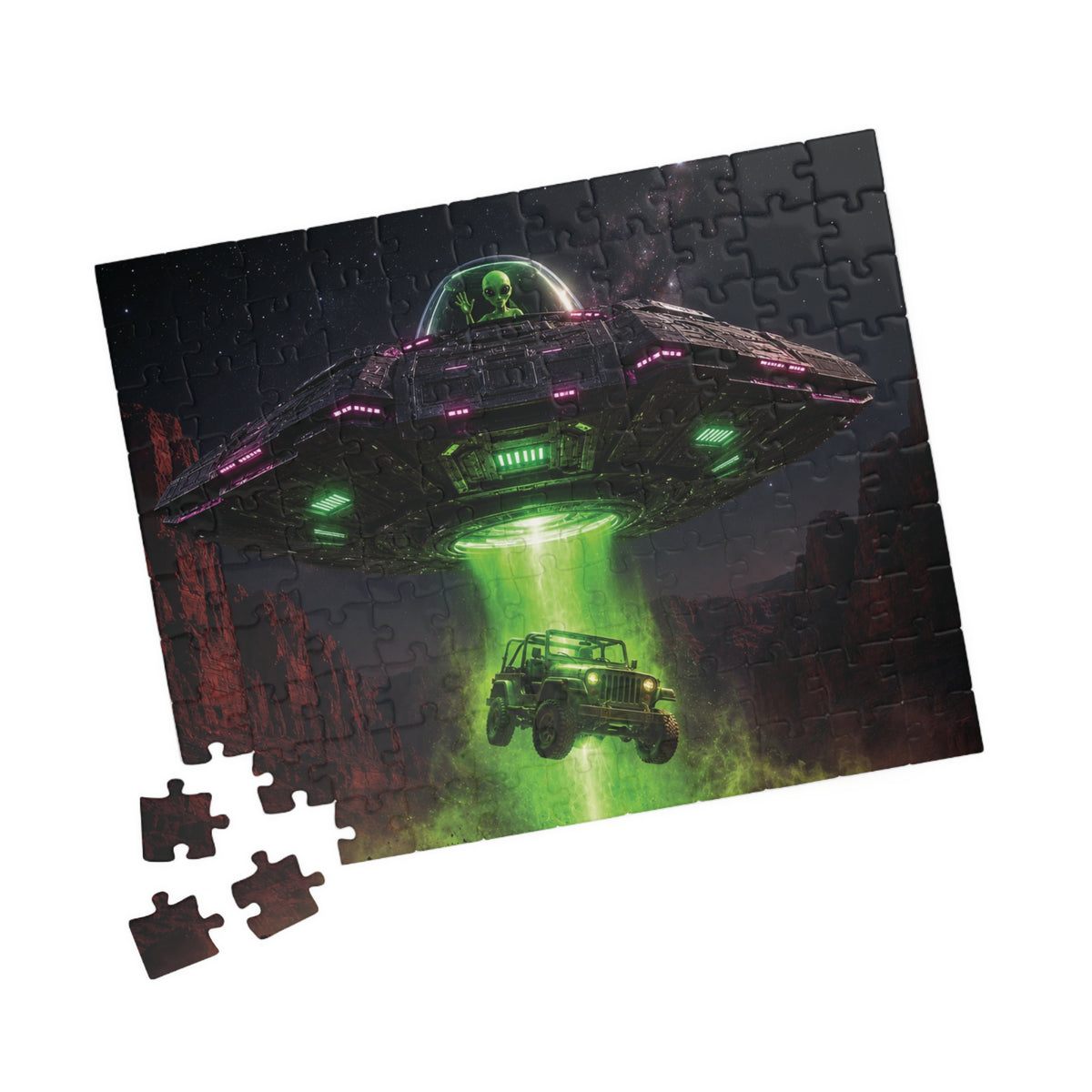 Alien UFO Abduction Scene Puzzle