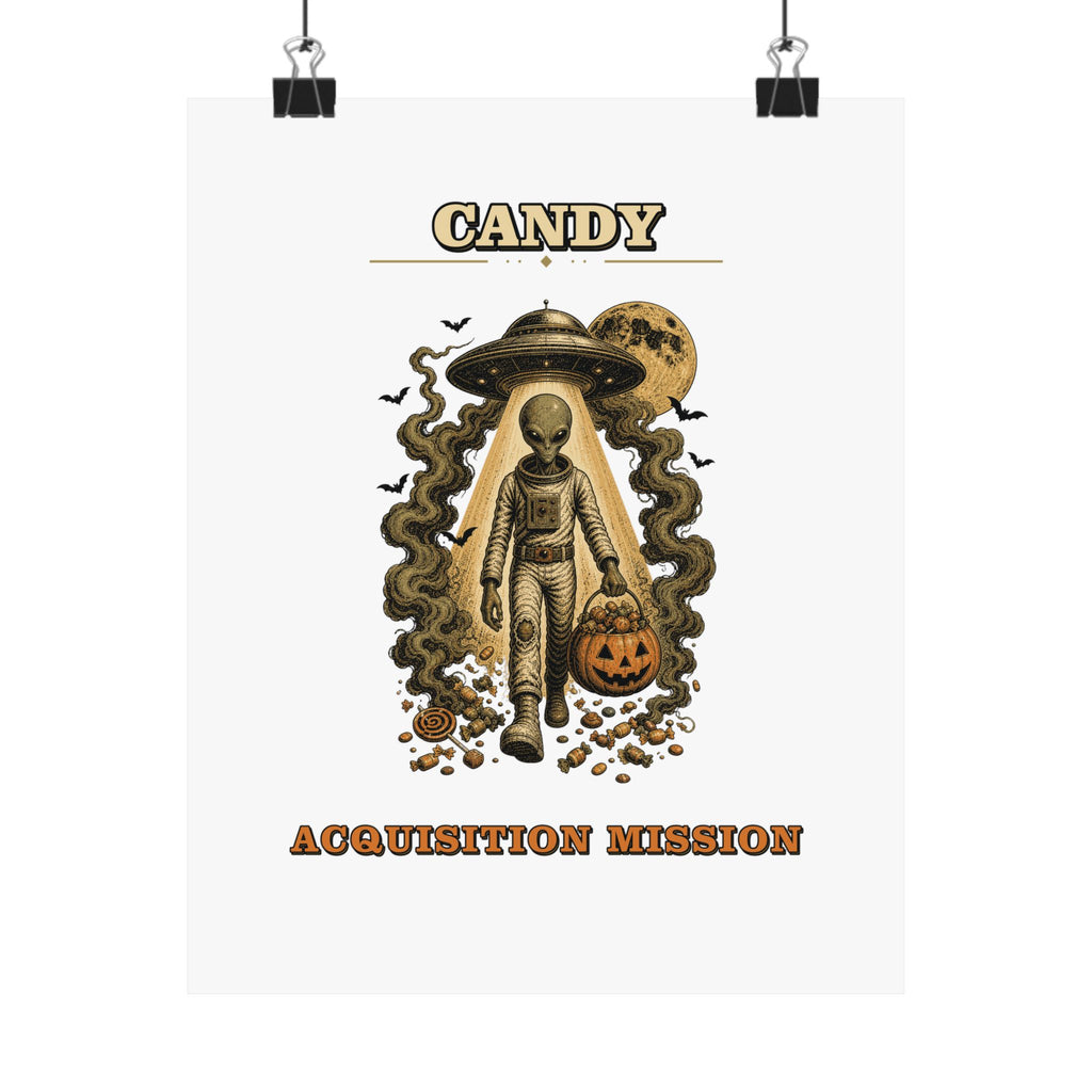 Alien Abduction Pumpkin Candy Acquisition Mission Poster