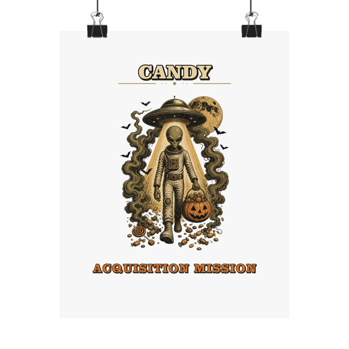 Alien Abduction Pumpkin Candy Acquisition Mission Poster