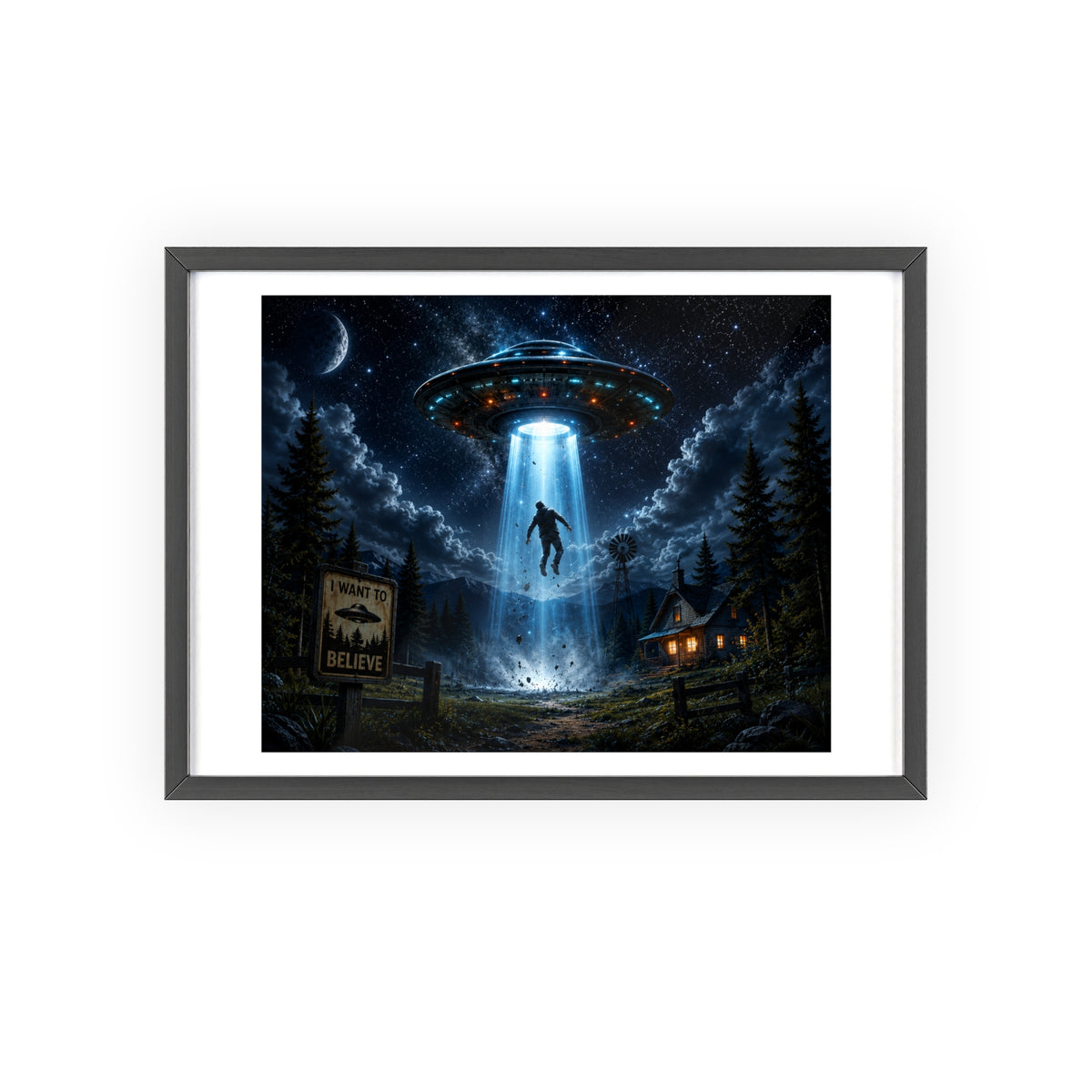 Alien Abduction Scene Poster | Framed UFO Wall Art