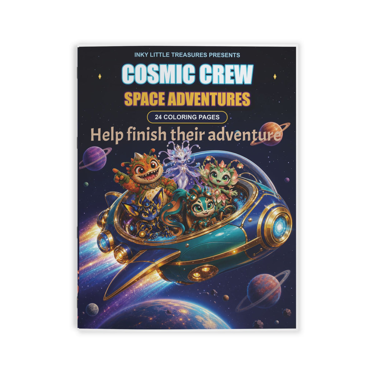 Space Adventures Kids' Coloring Book, Physical 24-Page Rocket and Planet Scenes