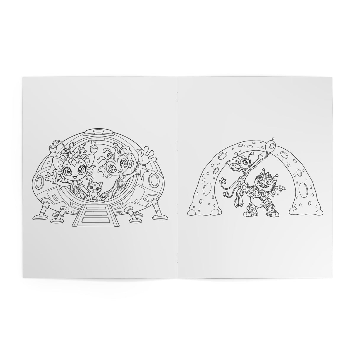 Vehicles and Gadgets Kids' Coloring Book, Physical 24-Page Rocket, Rover and Robot Scenes
