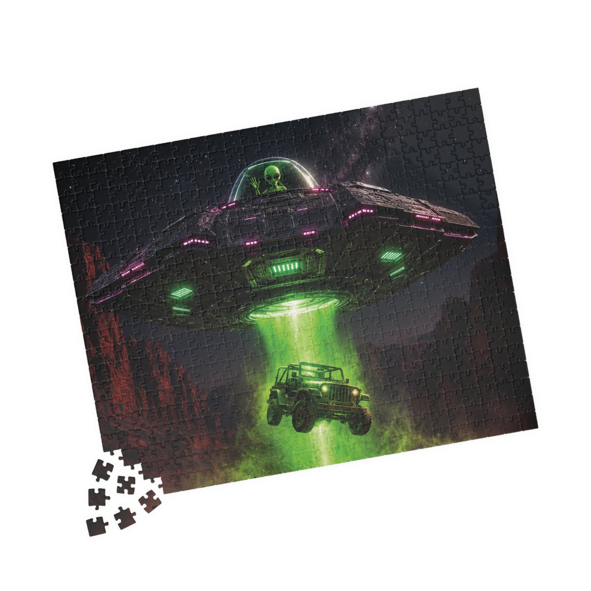 Alien UFO Abduction Scene Puzzle