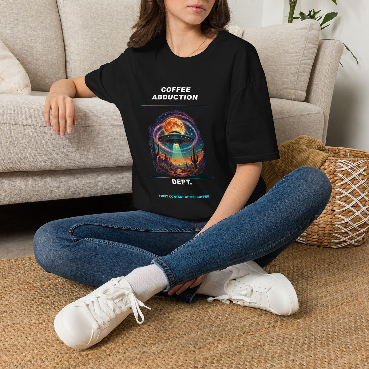Coffee Abduction T-Shirt | UFO Coffee Alien Design
