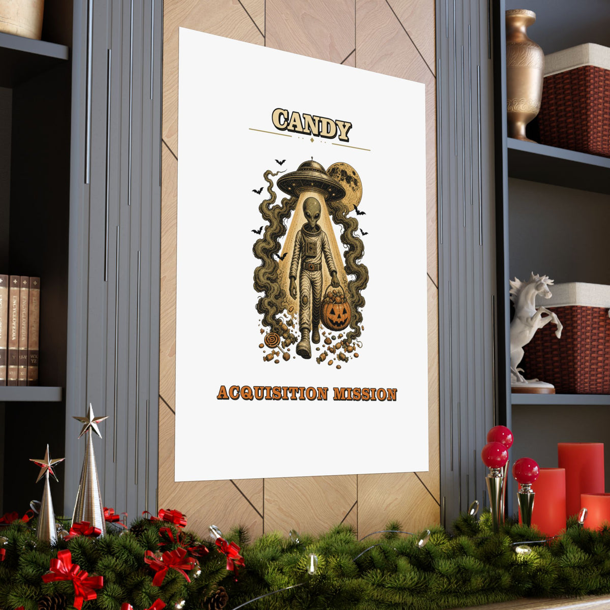 Alien Abduction Pumpkin Candy Acquisition Mission Poster