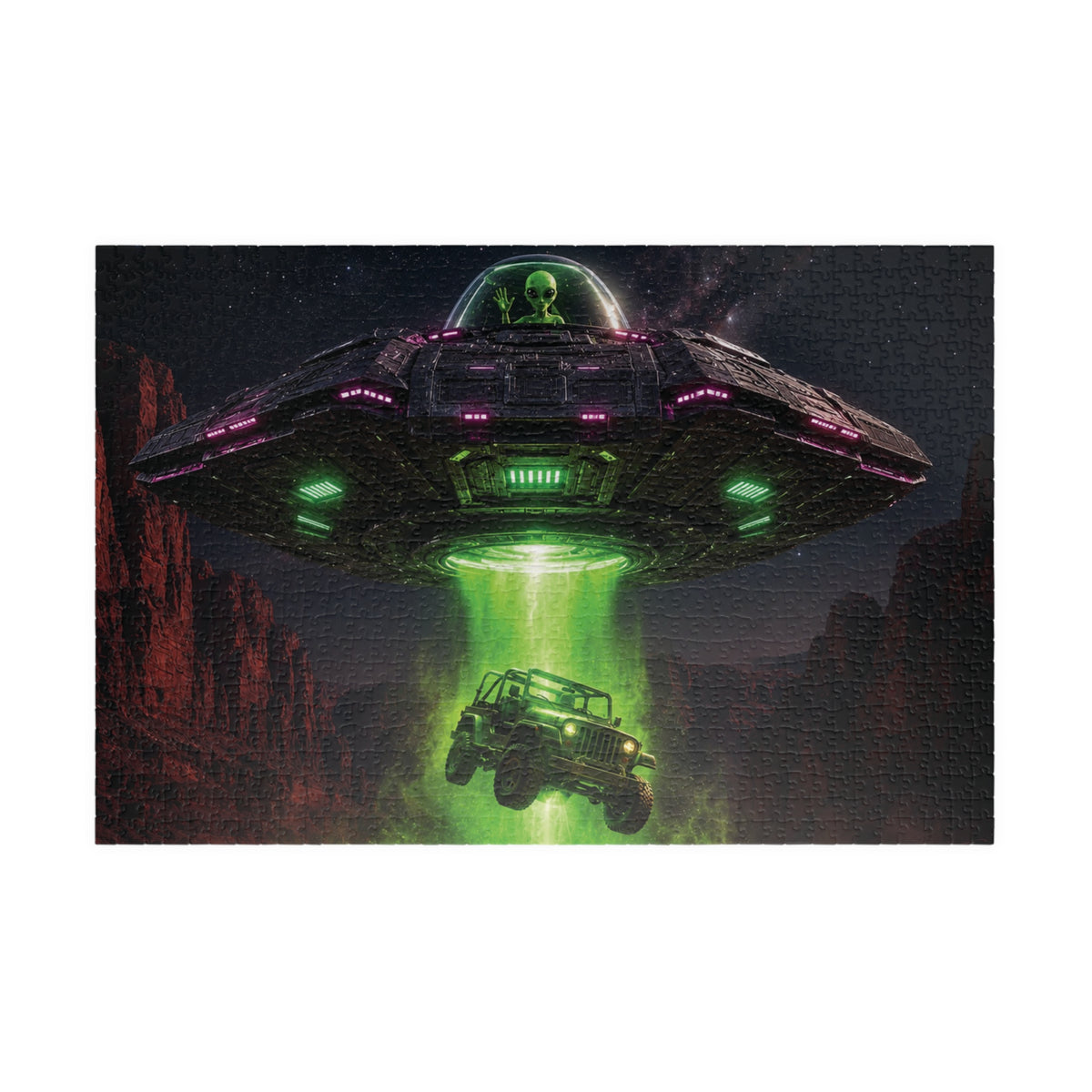Alien UFO Abduction Scene Puzzle