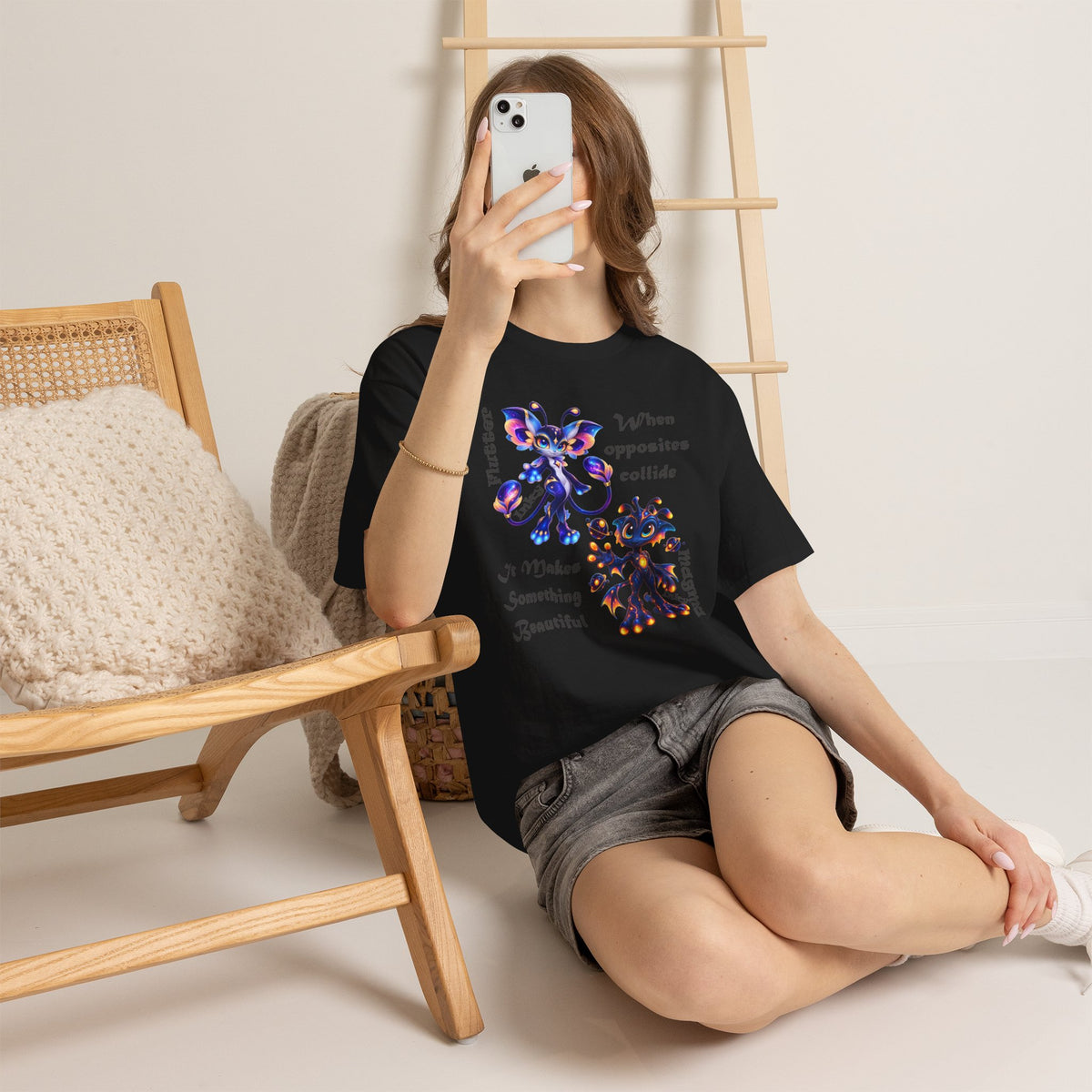 When Opposites Collide graphic Tee | Flutter and Magma Inky design