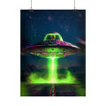 Neon UFO Abduction Poster Rolled Posters | Alien Spaceship Wall Art