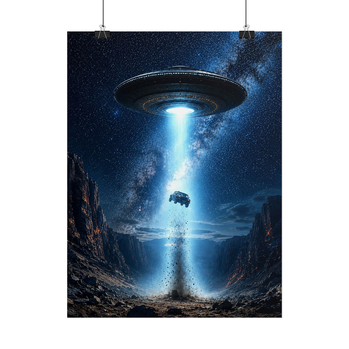 UFO Abduction Scene Poster | Rolled Posters