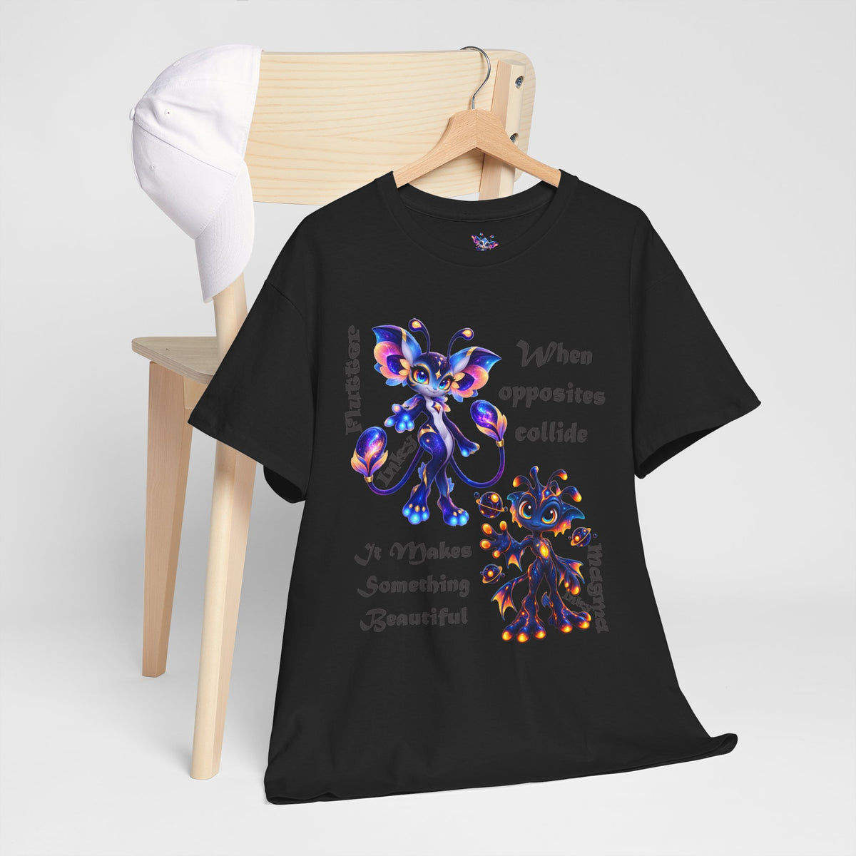 When Opposites Collide graphic Tee | Flutter and Magma Inky design