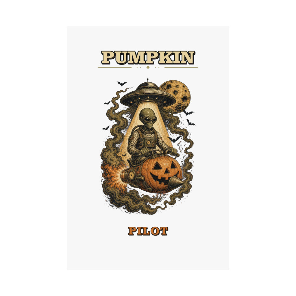 Pumpkin Pilot Poster | Satin 300gsm Halloween Space Alien Print