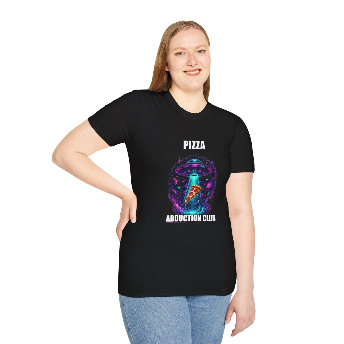 Pizza Abduction Club T-Shirt | UFO Alien Pizza Graphic