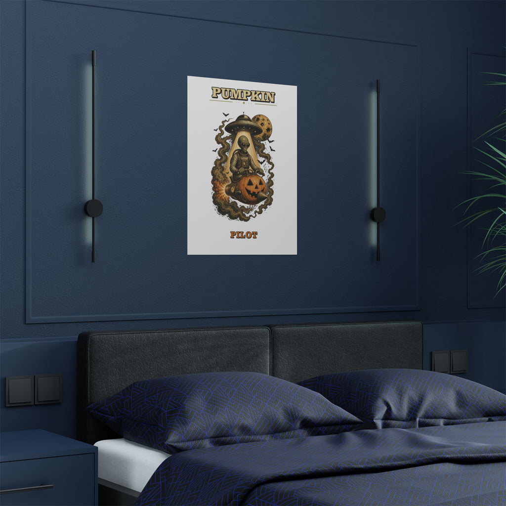Pumpkin Pilot Poster | Satin 300gsm Halloween Space Alien Print