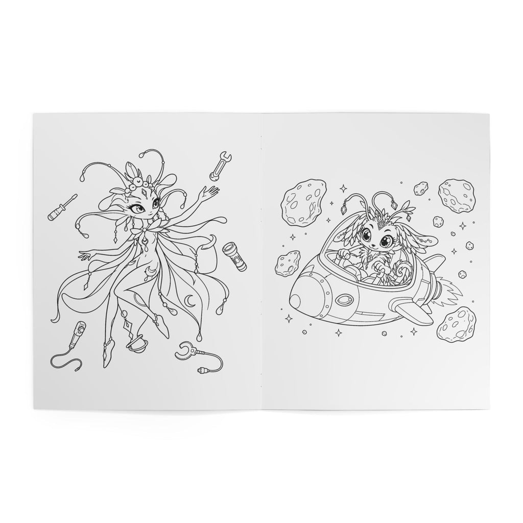 Vehicles and Gadgets Kids' Coloring Book, Physical 24-Page Rocket, Rover and Robot Scenes