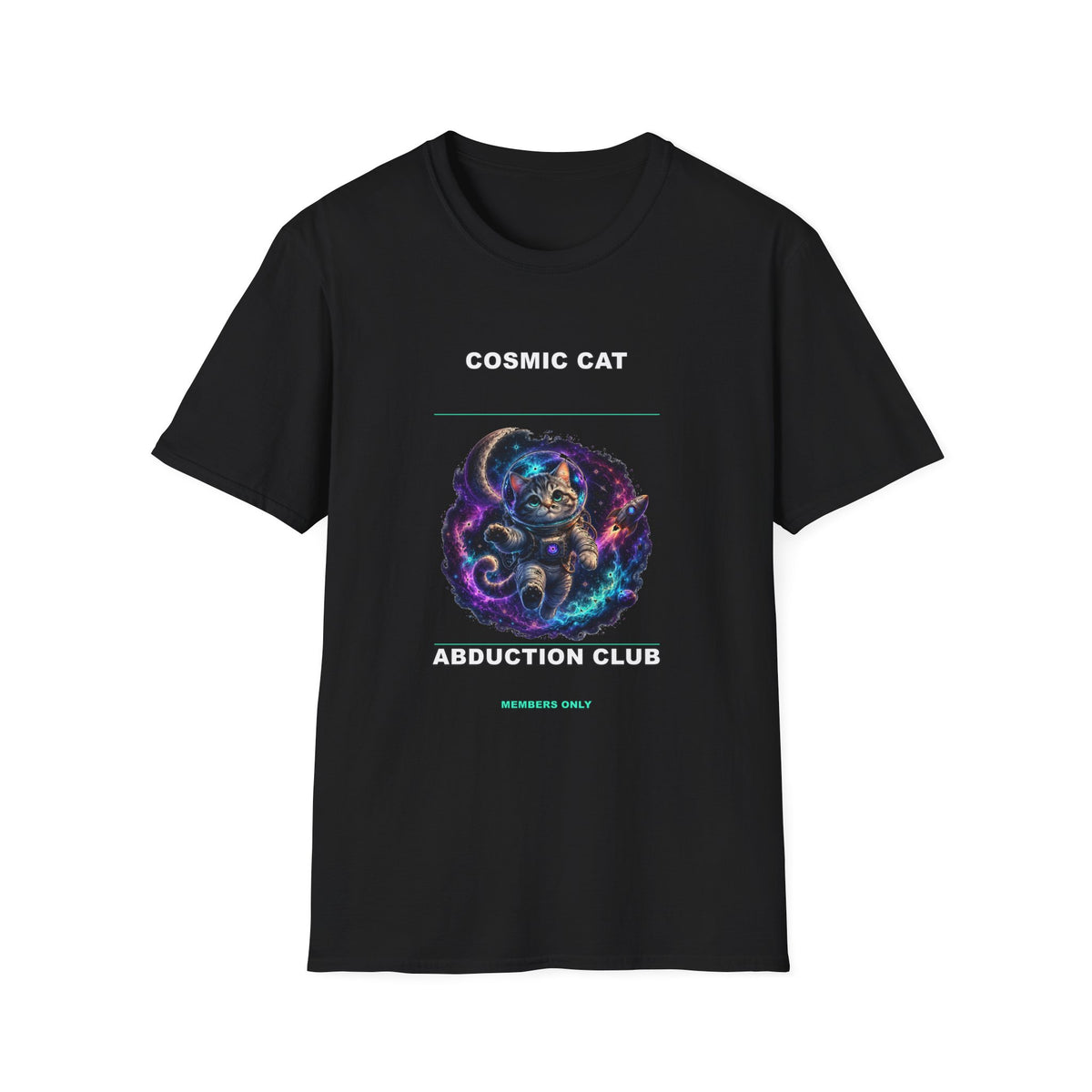 Cosmic Cat Abduction Club T-Shirt | Space Cat Graphic Tee