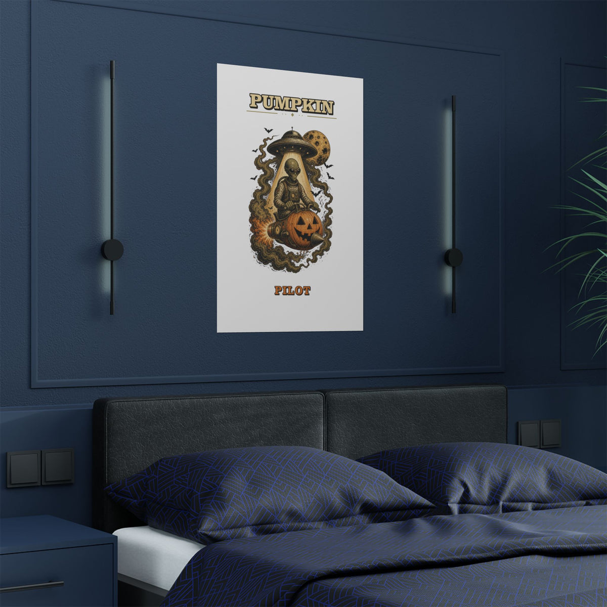 Pumpkin Pilot Poster | Satin 300gsm Halloween Space Alien Print