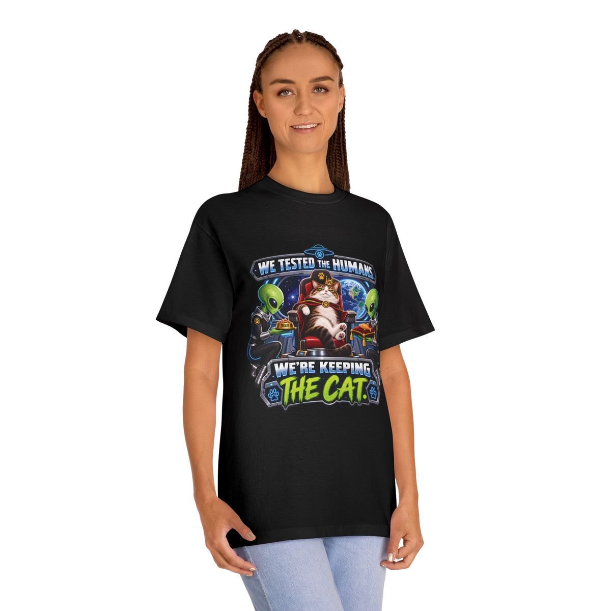 We Tested the Humans, We’re Keeping the Cat — Unisex Alien T-Shirt