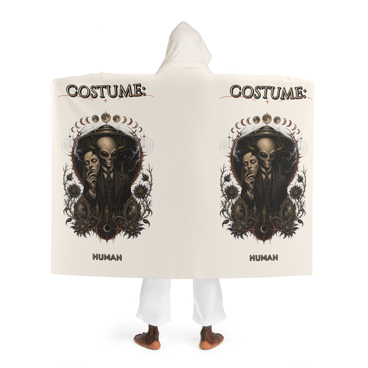 Costume Skull Hooded Sherpa Blanket | Halloween Gothic Cloak Throw