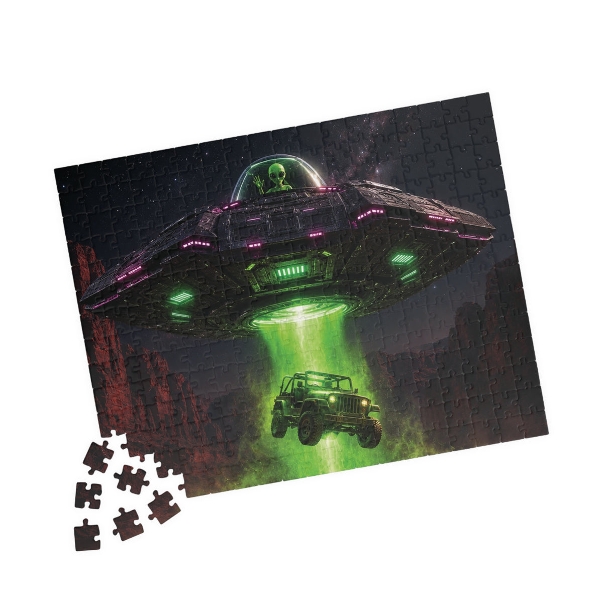 Alien UFO Abduction Scene Puzzle