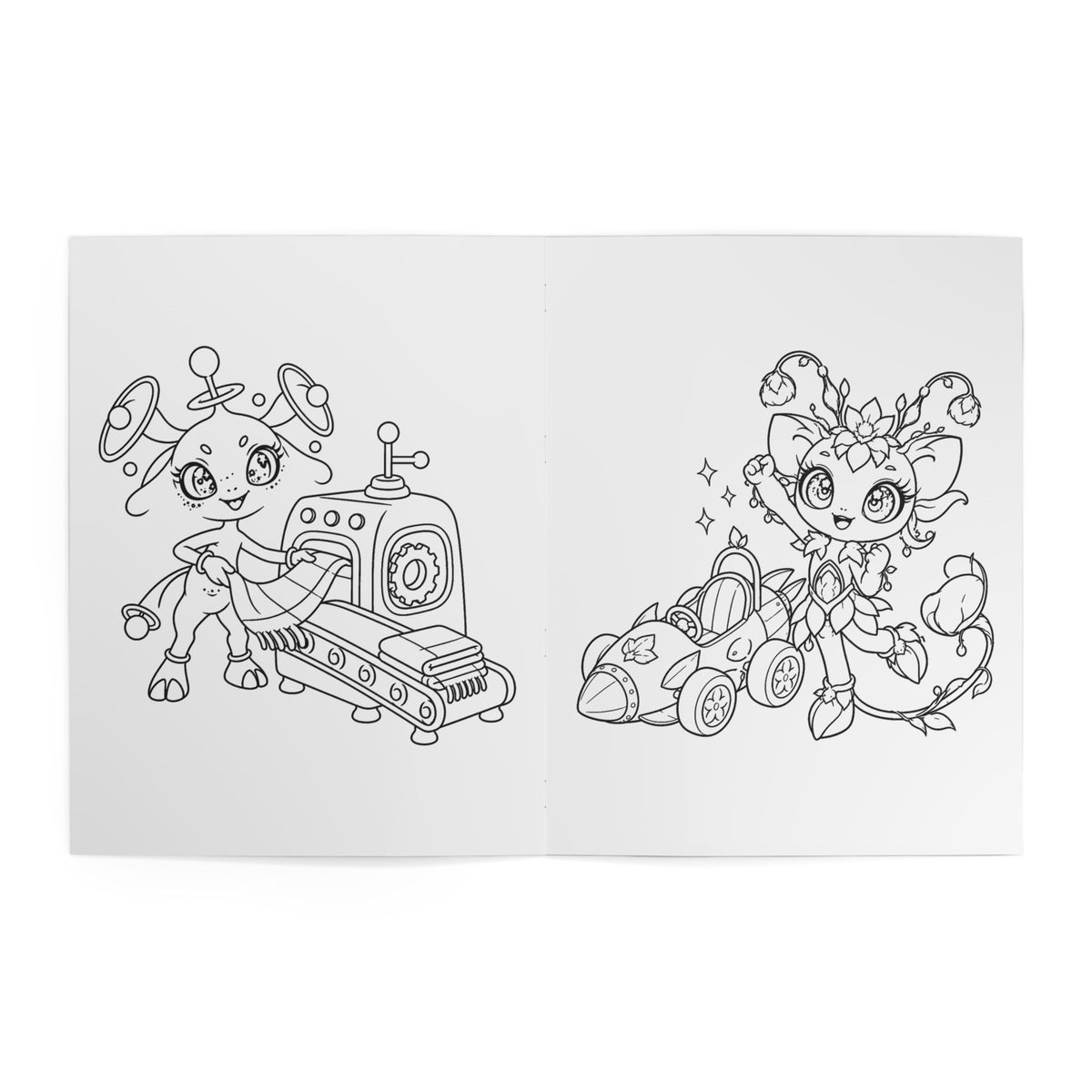Vehicles and Gadgets Kids' Coloring Book, Physical 24-Page Rocket, Rover and Robot Scenes