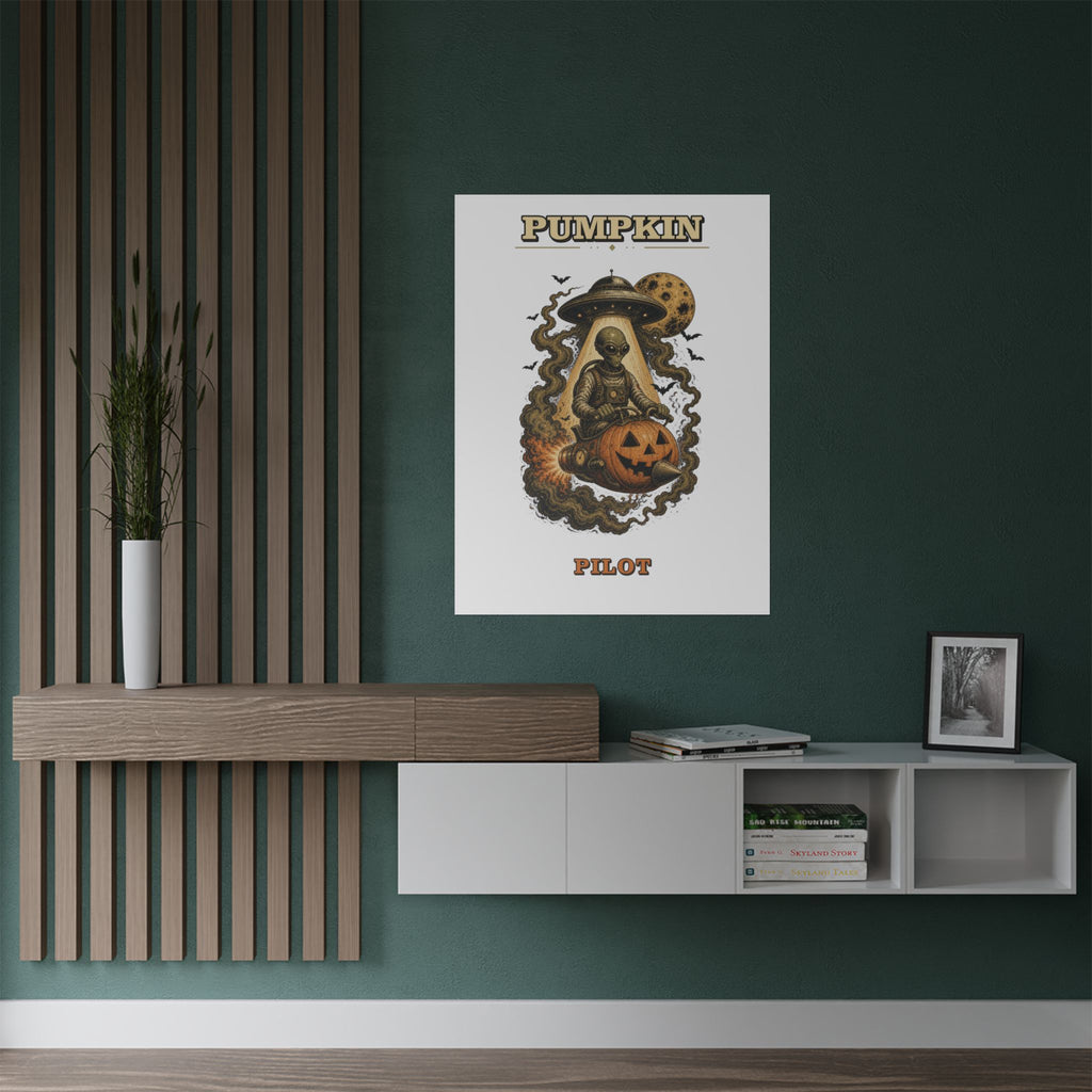 Pumpkin Pilot Poster | Satin 300gsm Halloween Space Alien Print