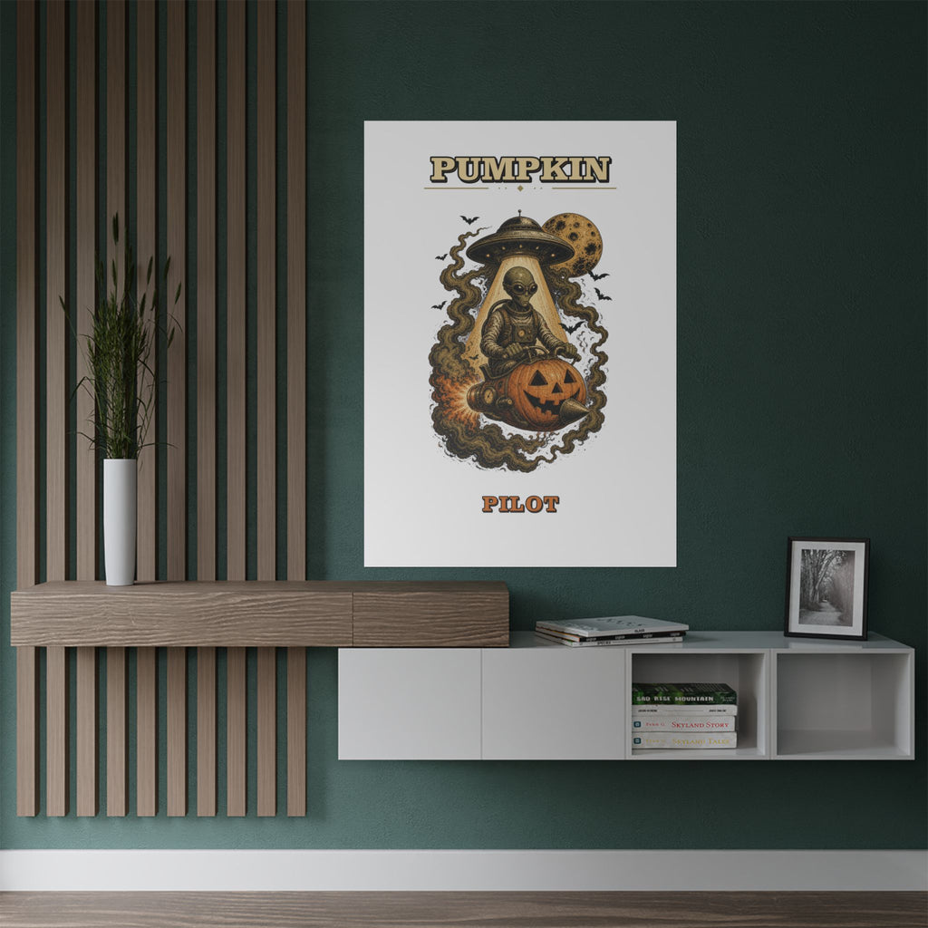 Pumpkin Pilot Poster | Satin 300gsm Halloween Space Alien Print