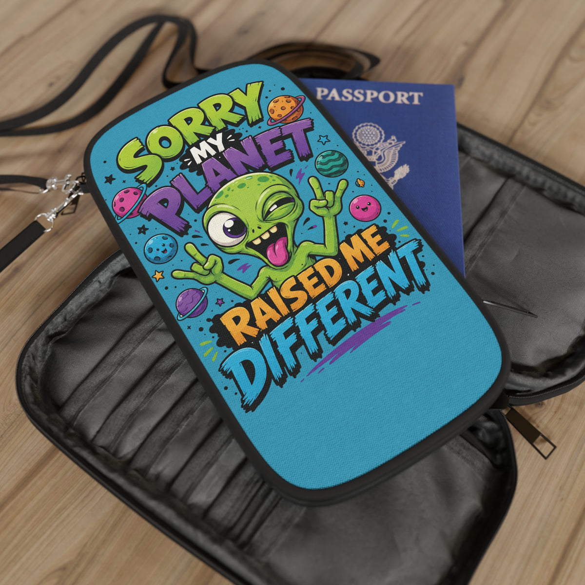 Sorry My Planet Raised Me Different Passport Wallet | Alien Space Design
