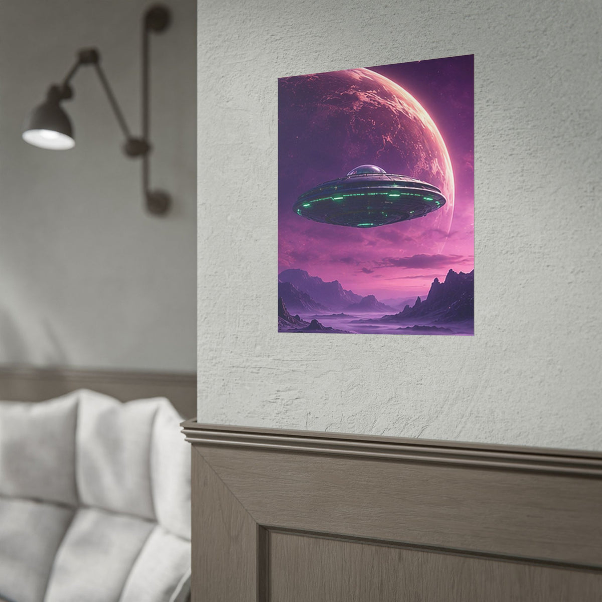 UFO Spaceship Poster Rolled Poster | Sci-Fi Alien Planet Wall Art