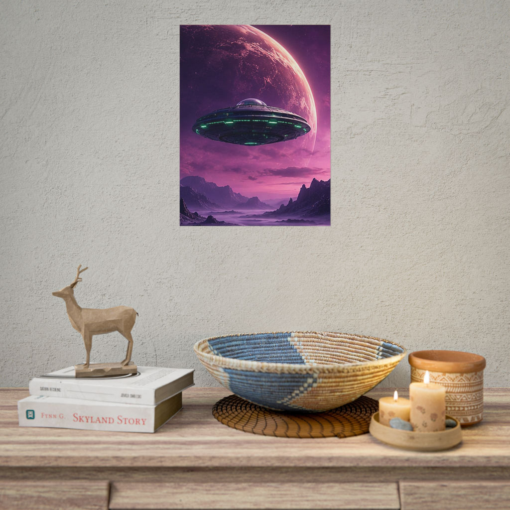 UFO Spaceship Poster Rolled Poster | Sci-Fi Alien Planet Wall Art