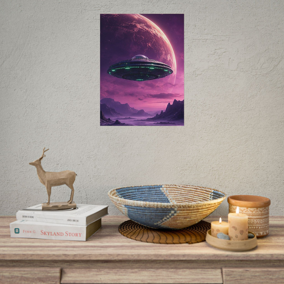 UFO Spaceship Poster Rolled Poster | Sci-Fi Alien Planet Wall Art