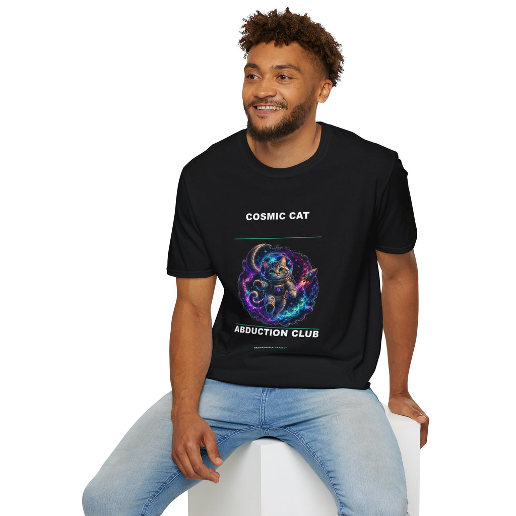 Cosmic Cat Abduction Club T-Shirt | Space Cat Graphic Tee
