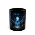 Alien Abduction Scene Mug | Black Ceramic Coffee Cup