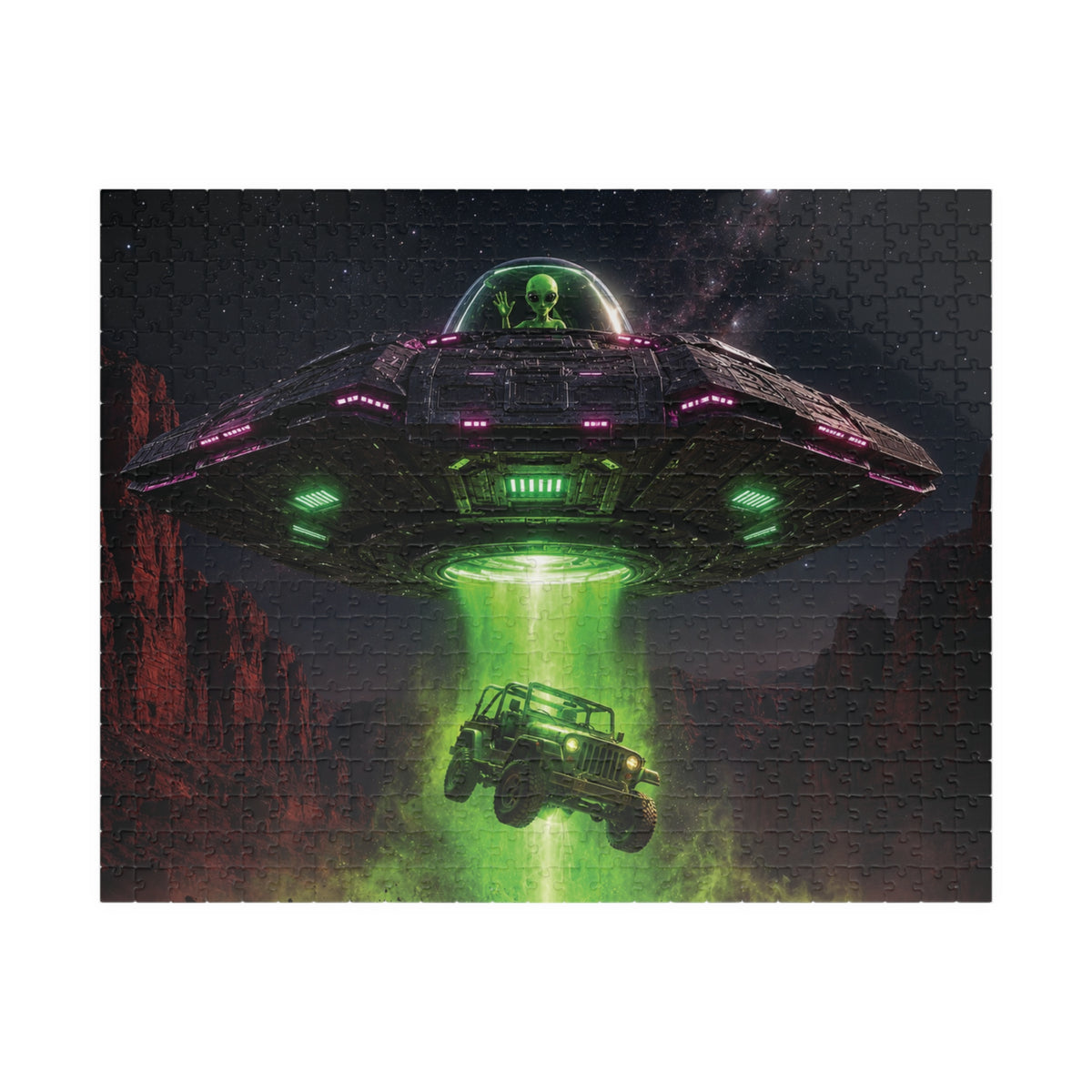 Alien UFO Abduction Scene Puzzle