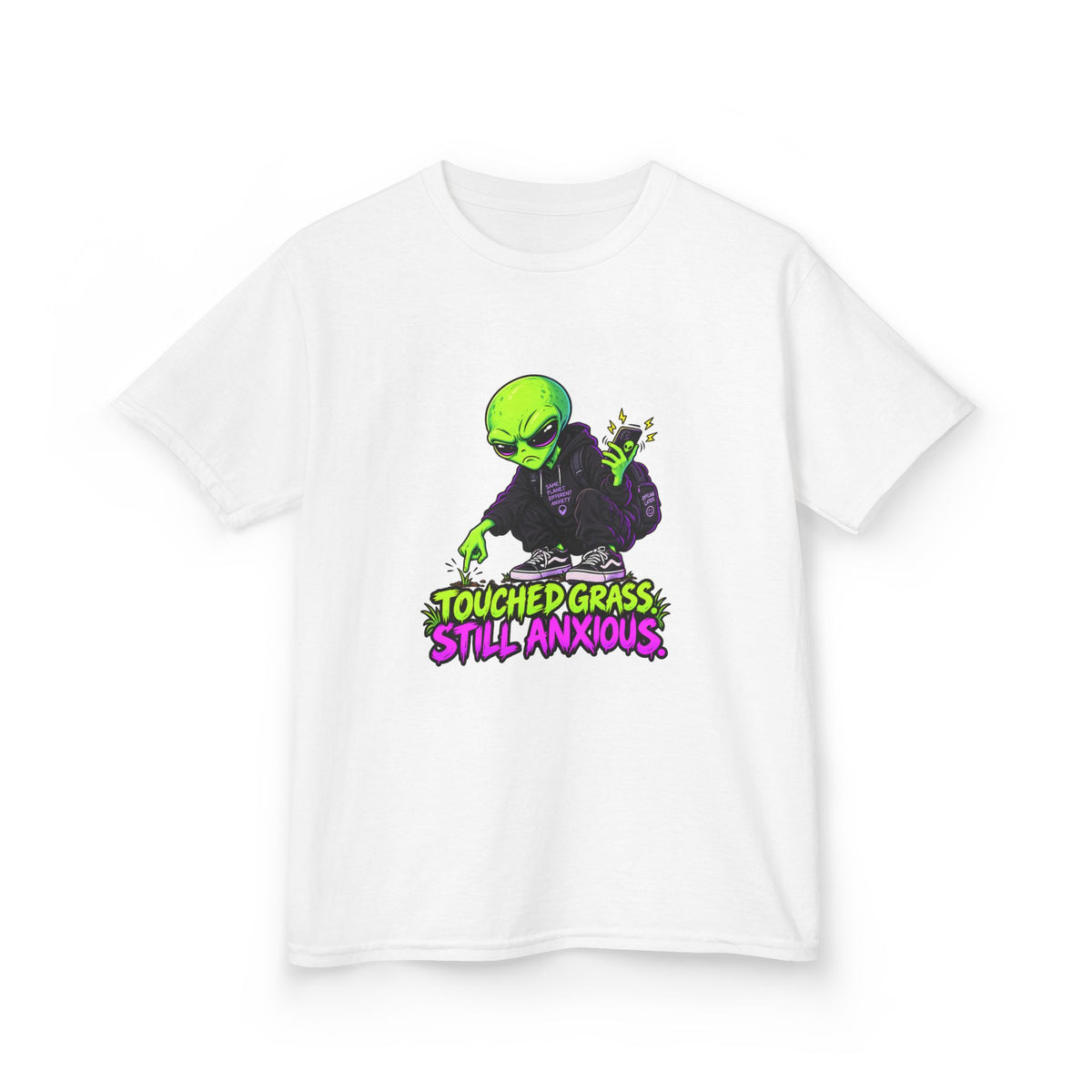 Touched Grass, Still Anxious | Alien Kids T-Shirt