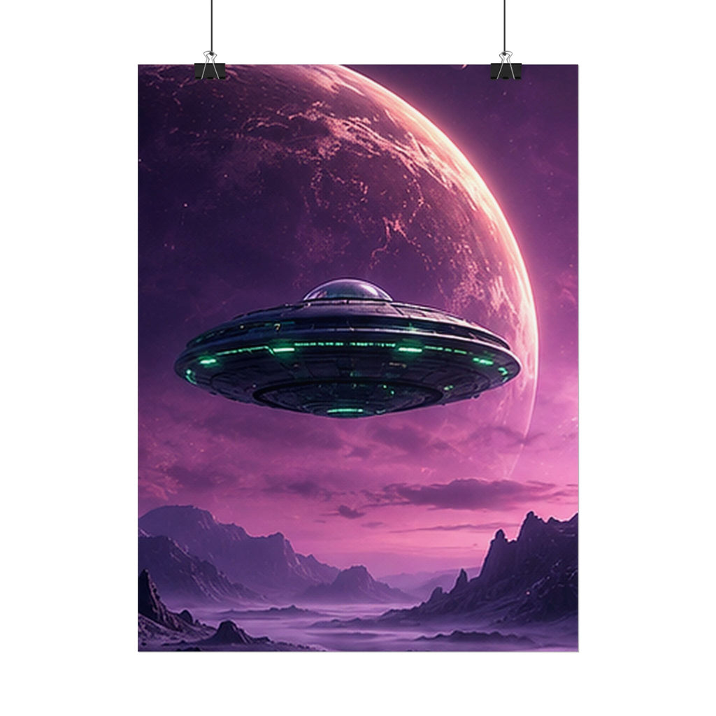 UFO Spaceship Poster Rolled Poster | Sci-Fi Alien Planet Wall Art